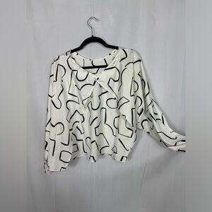 Backless silk abstract top blouse